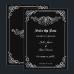 Elegant black Gothic wedding save the date Ankündigung<br><div class="desc">This design can be personalized with your information. It may be further customized by choosing the click to "personalize" further option. You may change the text color and style. Please see more of this suite in my store. Contact me at mradamov@gmail.com or with message on zazzle if you wish to...</div>