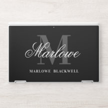 Elegant Black Gray Monogram Calligraphy