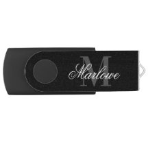 Elegant Black Gray Monogram Calligraphy