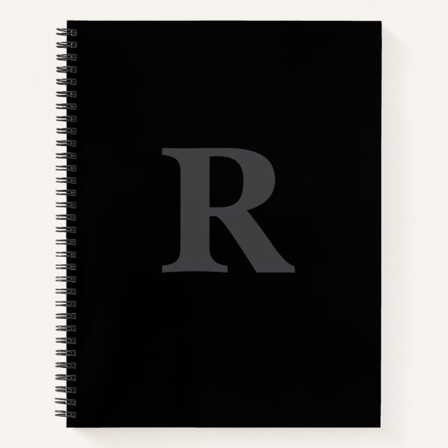 Elegant Black &gray Monogram  Notizbuch (Vorderseite)