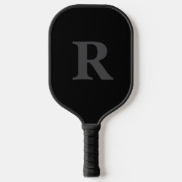 Elegant Black &gray Monogram  Pickleball Schläger