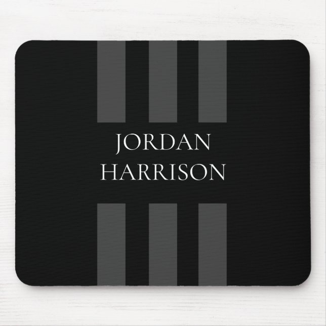 Elegant Black Gray Stripes Logo mouse pad Mousepad (Vorne)