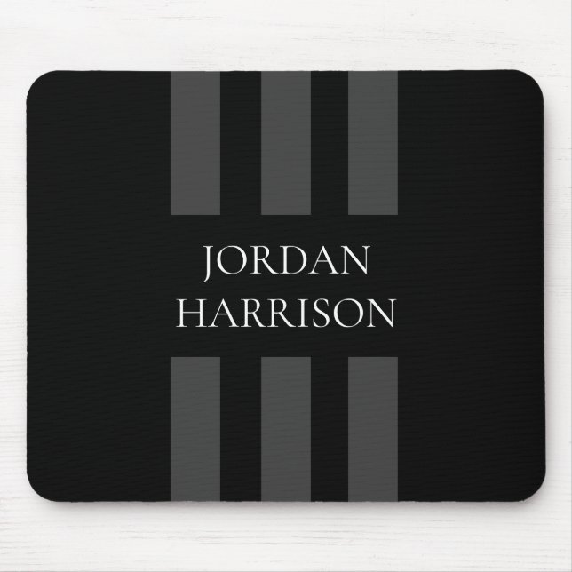 Elegant Black Gray Stripes Logo mouse pad Mousepad (Vorne)