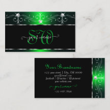 Elegant Black Green Verziert Sparkle Jewels Monogr