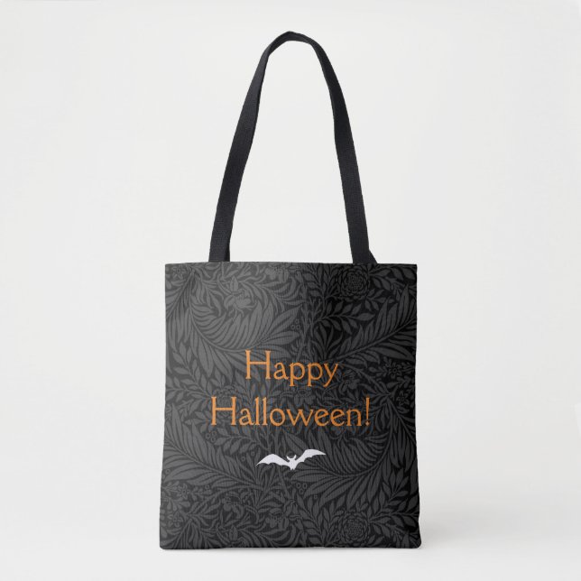 Elegant Black Halloween Floral Botanisch Tasche (Vorderseite)