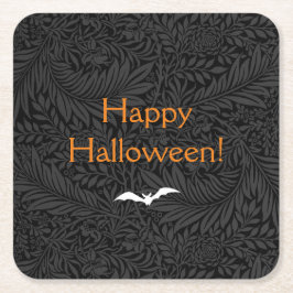 Elegant Black Halloween Floral Rechteckiger Pappuntersetzer