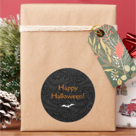 Elegant Black Halloween Floral Runder Aufkleber