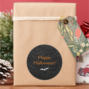 Elegant Black Halloween Floral Runder Aufkleber