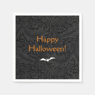 Elegant Black Halloween Floral Serviette