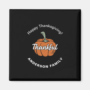 Elegant Black Happy Thanksgiving Magnet