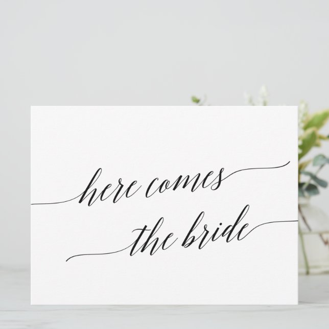 Elegant Black Here kommt die Bride Sign Einladung (Stehend Vorderseite)