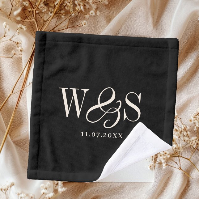 Elegant black initial wedding couples waschlappen (Von Creator hochgeladen)