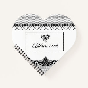 Elegant Black Lace Brides Wedding Address Book Notizbuch