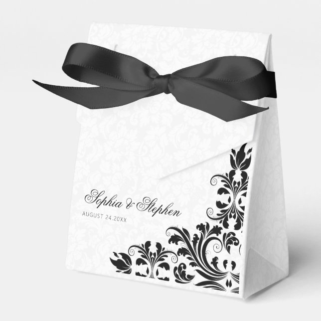 Elegant Black Lace White Damasks Geschenkschachtel (Vorderseite)