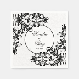 Elegant Black Lace White Damasks Serviette