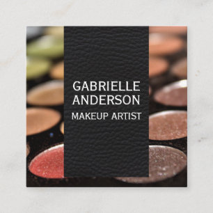 Elegant Black Leather   Makeup Palette Quadratische Visitenkarte