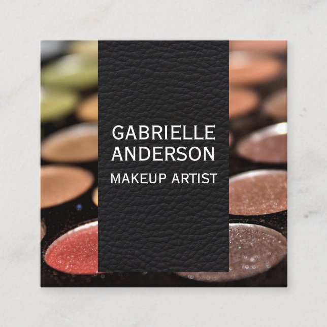 Elegant Black Leather | Makeup Palette Quadratische Visitenkarte (Vorderseite)
