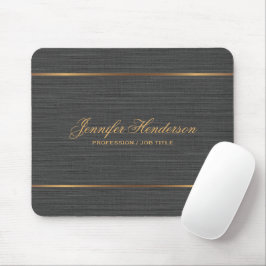 Elegant Black Linen Fabric Gold Frame Professional Mousepad