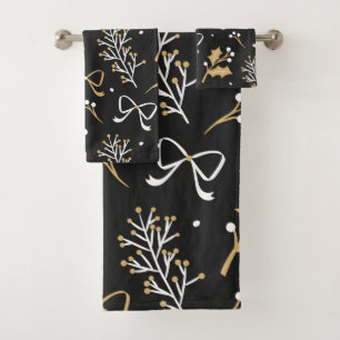 Elegant Black Mistletoe et Ribbon Christmas