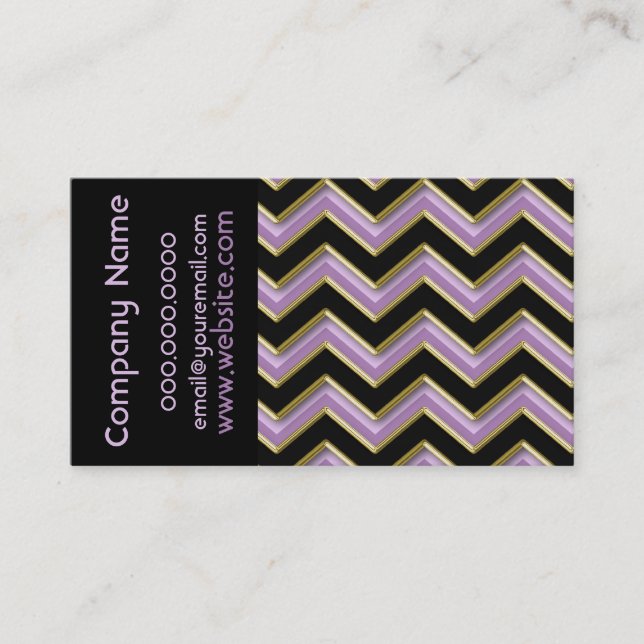Elegant Black on Amethyst ZigZag Business Card Visitenkarte (Vorderseite)