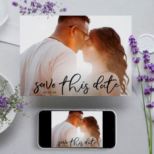 Elegant Black Onyx Foto Classic Calligraphy Save The Date