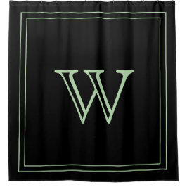 Elegant Black &Pale Green Initial Monogram Duschvorhang