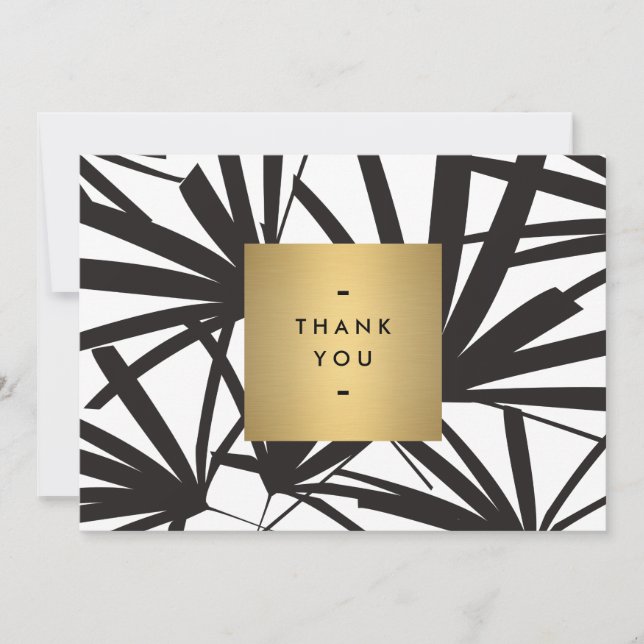 Elegant Black Palm Fronds Vielen Dank Notecard Mitteilungskarte (Vorderseite)