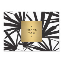 Elegant Black Palm Fronds Vielen Dank Notecard
