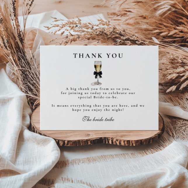 Elegant Black Pearl Champagne Bridal Shower Dankeskarte (Von Creator hochgeladen)