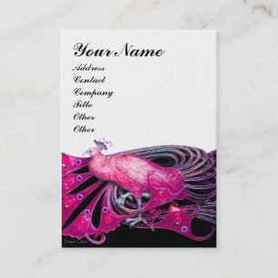 ELEGANT BLACK PINK PEACOCK JEWEL White Pearl Visitenkarte