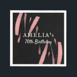 Elegant Black Pink Watercolor 70th Happy Birthday Serviette<br><div class="desc">Elegant Black Pink Watercolor 70. Happy Birthday Napkins. Personalisieren Sie es mit Ihrem Namen,  Alter und Text im Inneren.</div>
