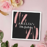 Elegant Black Pink Watercolor 70th Happy Birthday Serviette<br><div class="desc">Elegant Black Pink Watercolor 70. Happy Birthday Napkins. Personalisieren Sie es mit Ihrem Namen,  Alter und Text im Inneren.</div>