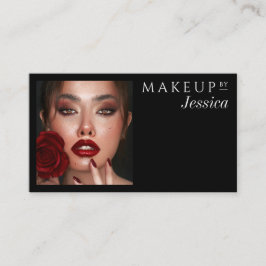 Elegant Black QR Code Social Icons Photo Makeup Visitenkarte