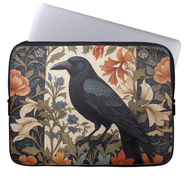Elegant Black Raven William Morris Inspiriert Laptopschutzhülle (Vorderseite)