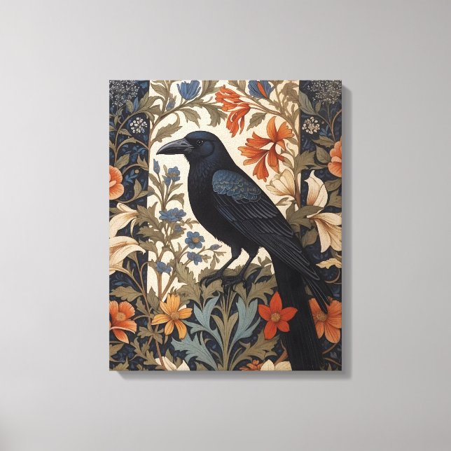 Elegant Black Raven William Morris Inspiriert Leinwanddruck (Vorderseite)