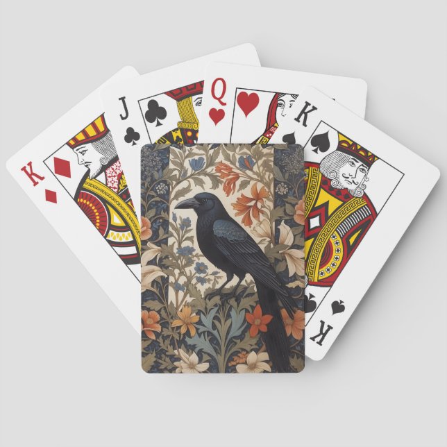 Elegant Black Raven William Morris Inspiriert Spielkarten (Rückseite)