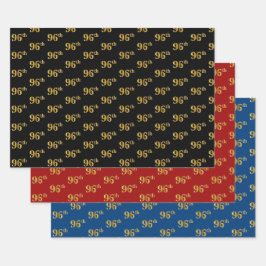 Elegant Black, Red, Blue, Imitate Gold 96. Event # Geschenkpapier Set