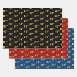 Elegant Black, Red, Blue, Imitats Gold 88. Event # Geschenkpapier Set
