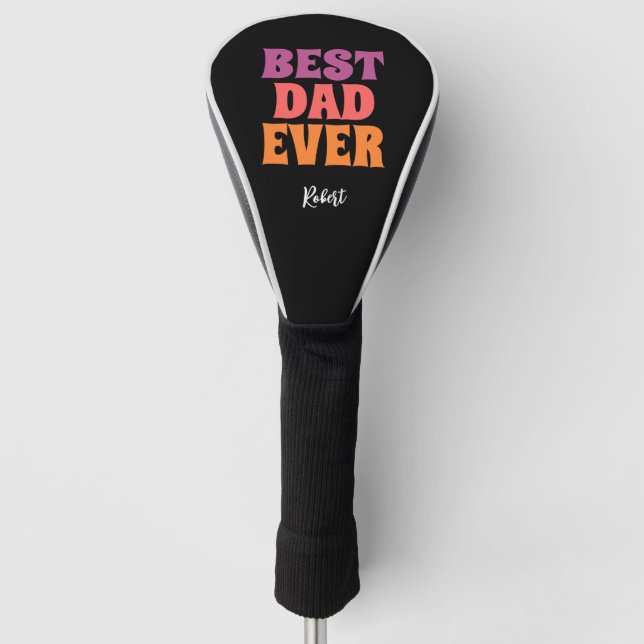 Elegant black retro best dad ever script name golf headcover (Vorderseite)