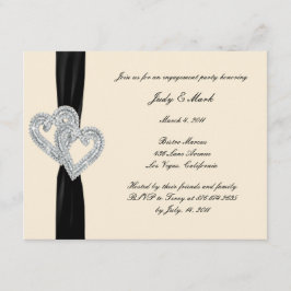 Élégant Black Ribbon Engagement Party Invitation