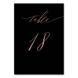 Elegant Black Rose Gold Script No. 18 Wedding Tischnummer