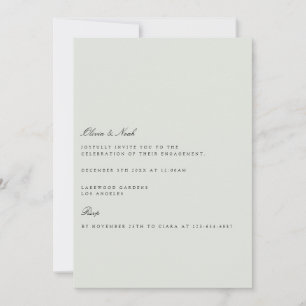Elégant Black & Sage Green Fiançailles Invitation
