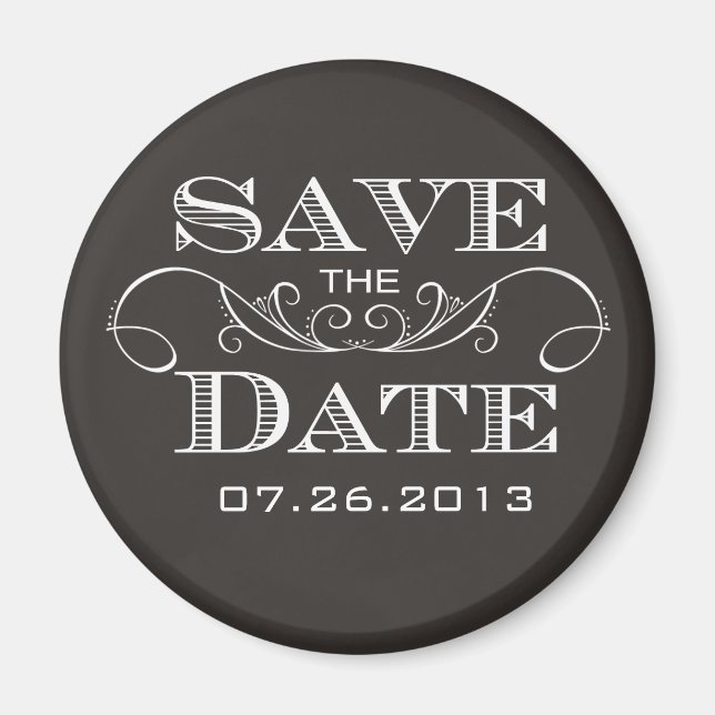 Elegant Black Save the Date Magnet (Vorne)