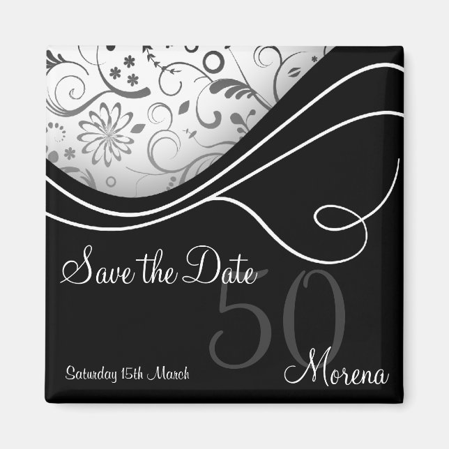 Elegant Black Save the Date Magnet (Vorne)