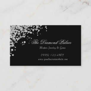 Elegant Black Scattered Diamonds Jewel Visitenkarte