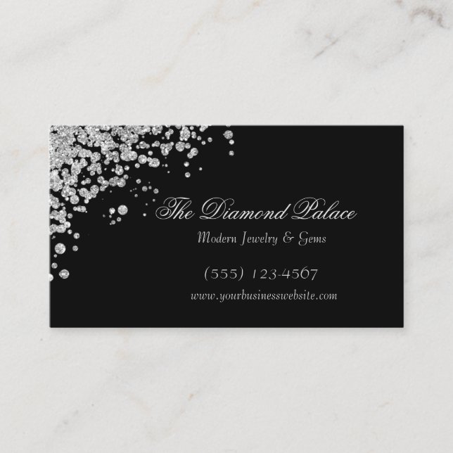 Elegant Black Scattered Diamonds Jewel Visitenkarte (Vorderseite)