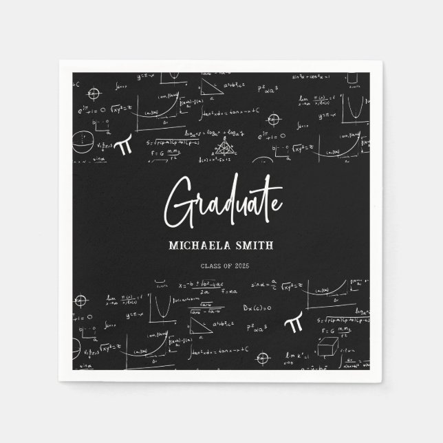 Elegant Black Script Math Graduate Serviette (Vorderseite)