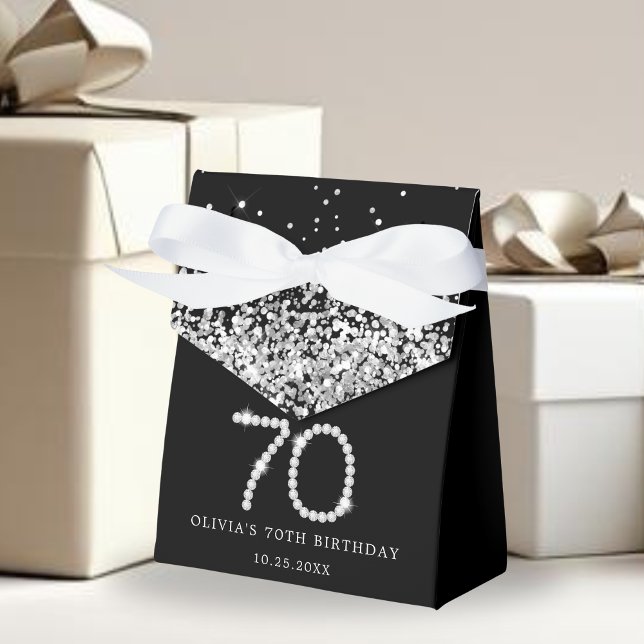 Elegant Black Silver Diamonds 70. Geburtstag Geschenkschachtel (Elegant Diamonds 70th Birthday Favor boxes)