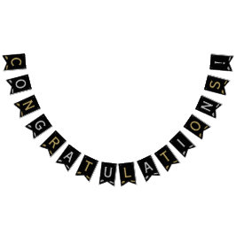 Elegant Black, Silver Gold Grad Glückwunsch Wimpelkette
