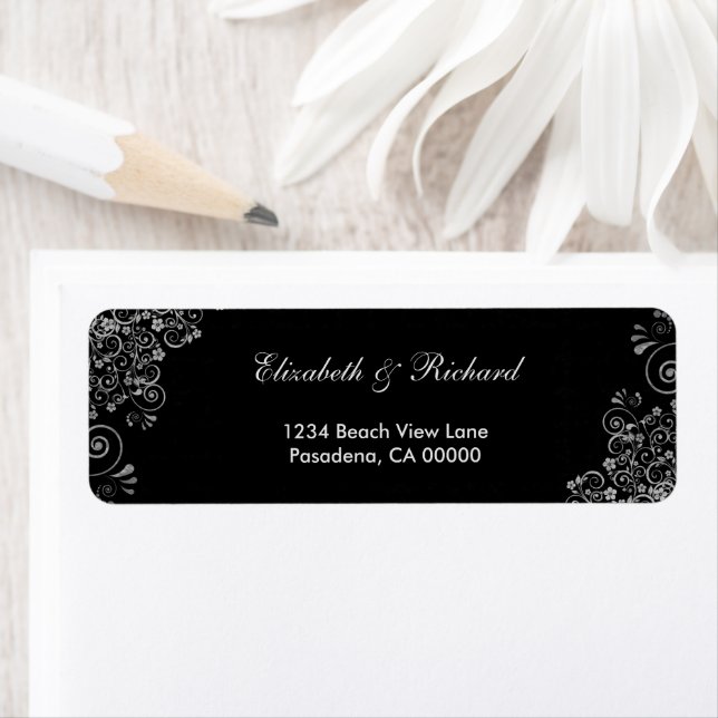 Elegant Black Silver Gray Wirbel Hochzeit Rückkehr (Insitu)